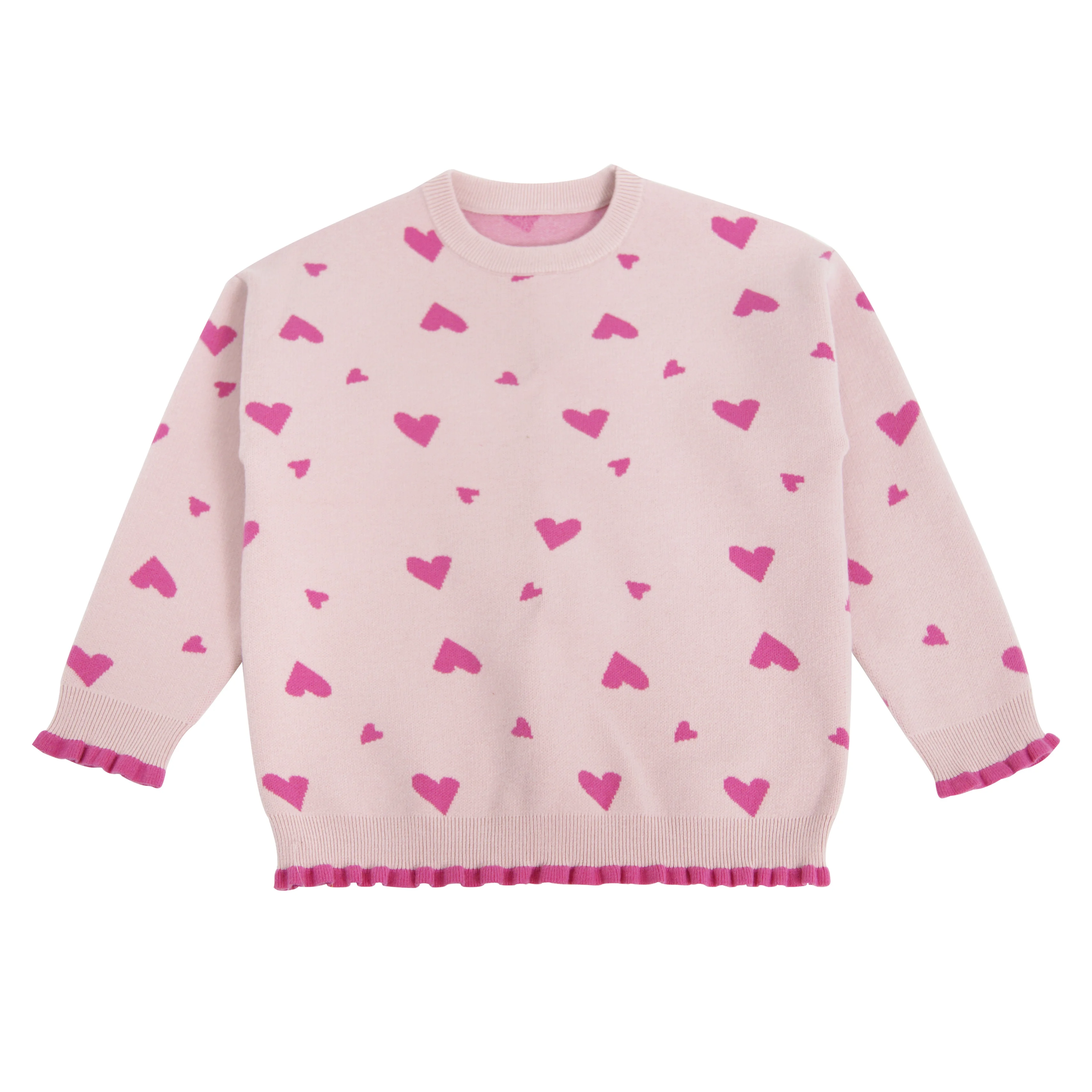 

Knitted 100% cotton children's jumper sweater cute love heart girls' delicate children's pullover jumper