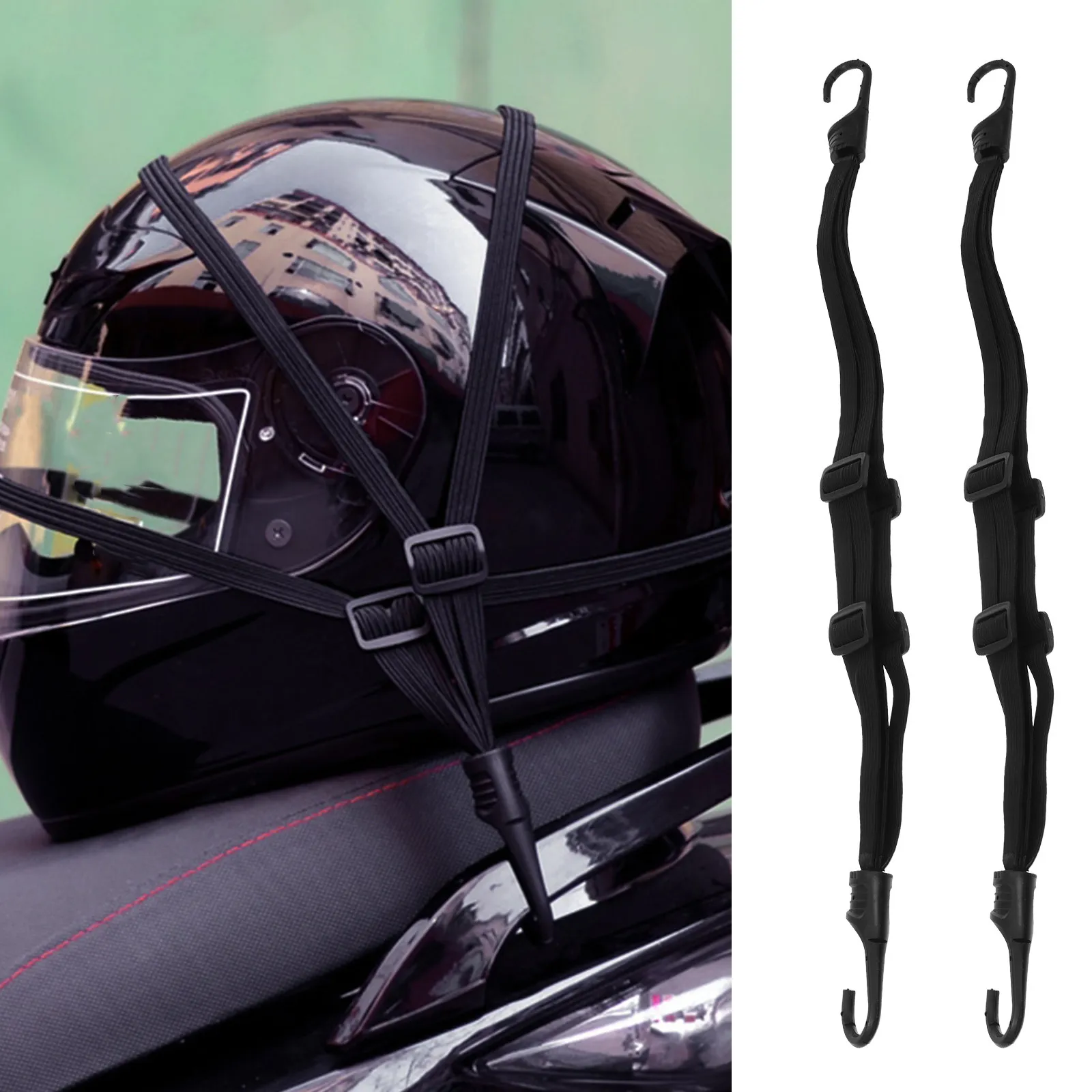 2Pcs Rope Heavy Duty Elastic Bungee Cord for Motorcycle Scooter Bike Luggage Trunk Cargo Tie Down Strap Polyester Plastic