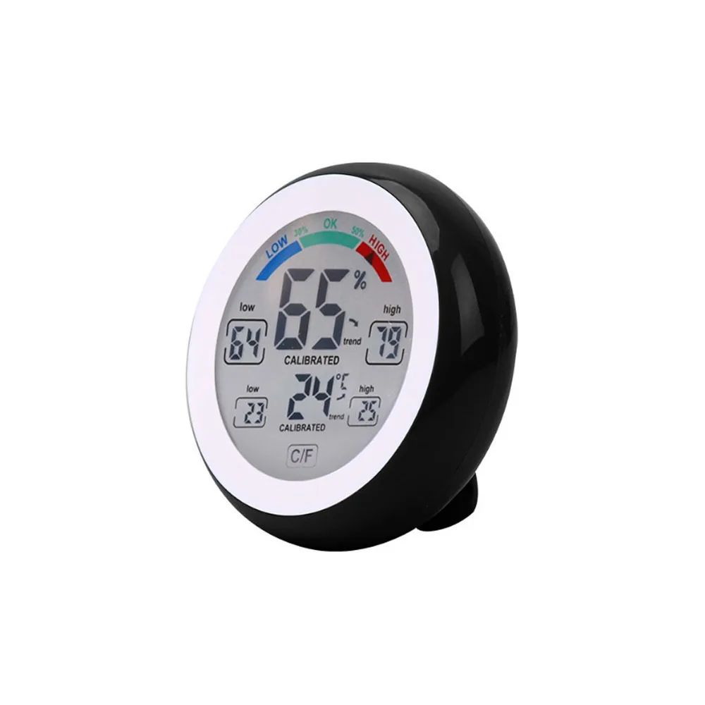 Digital Thermometer Hygrometer Temperature Humidity Meter Max Min Value Touch Screen Display