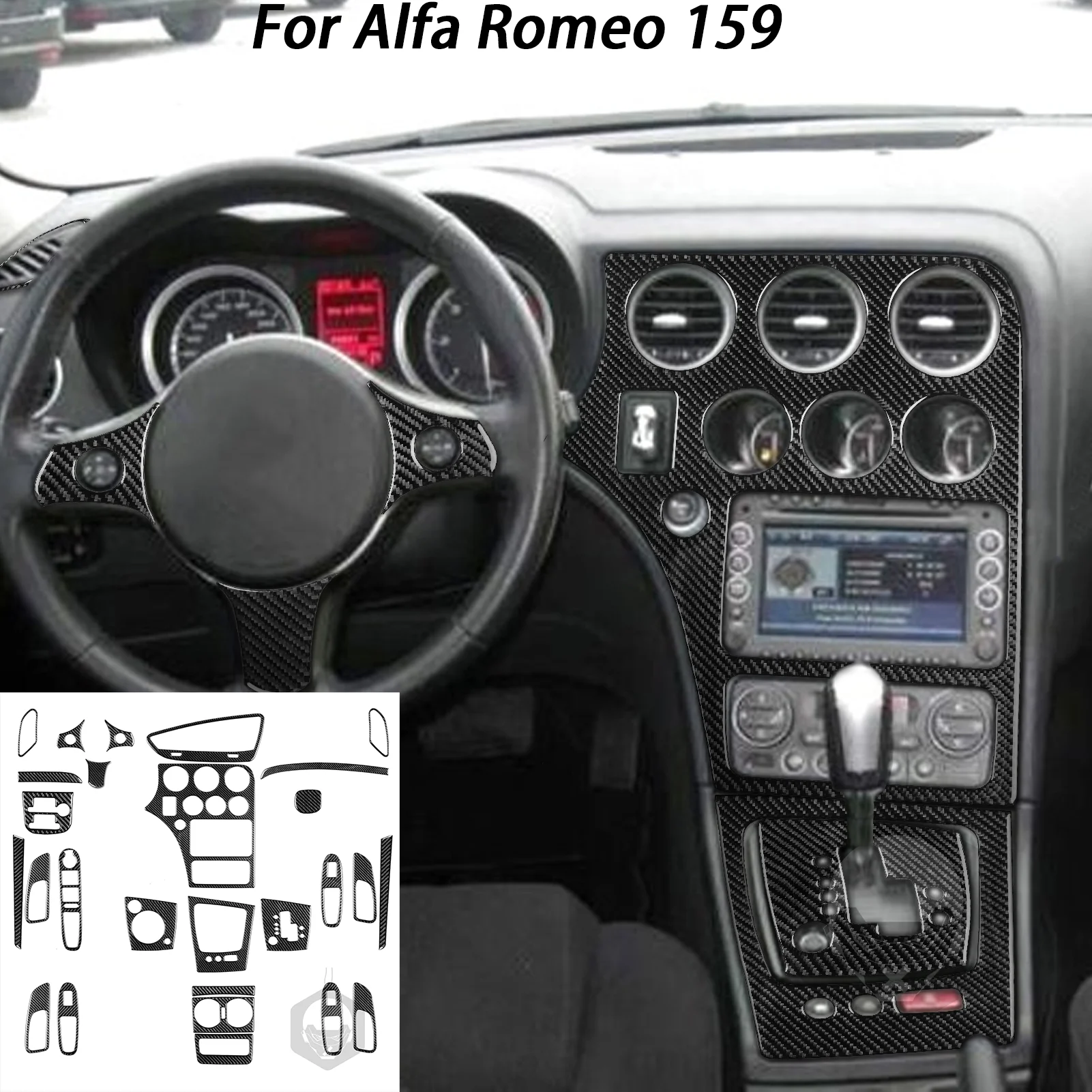 

For Alfa Romeo 159 2005-2023 Real Carbon Fiber Sticker Brera Spider Dashboard Gear Shift Panel Car inside decorative Accessories