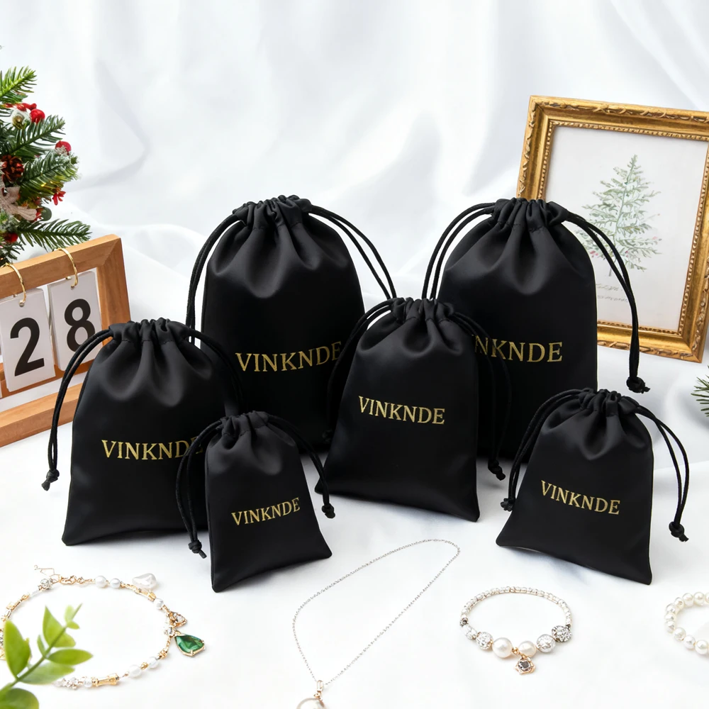 

Индивидуальный шелковый атласный подарочный мешочек на шнурке, роскошные украшения для волос, серьги, косметический макияж, милые сумки для упаковки пыли для обуви для мобильного телефона