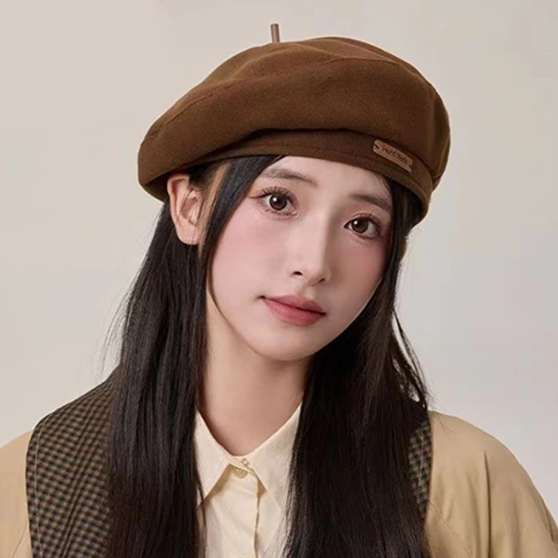 Autumn Winter New Sweet Cool Light Luxury Woolen Hats Retro Versatile Berets Cap_NEW