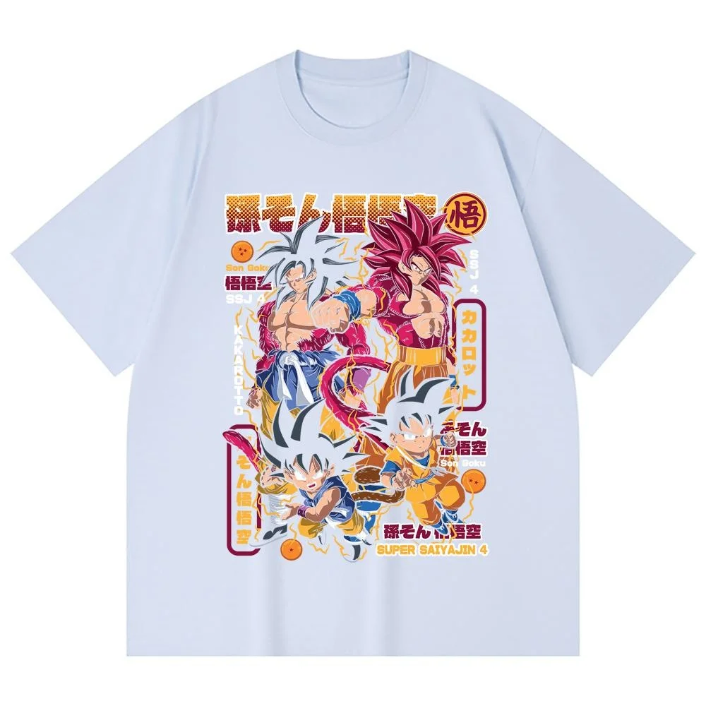 Camiseta de Verano 2026 Dragon Ball GT Goku Todas las Formas para Hombre, Super Saiyan, Gráfica, de Algodón, Oversize, Transpirable, Casual, de Manga Corta