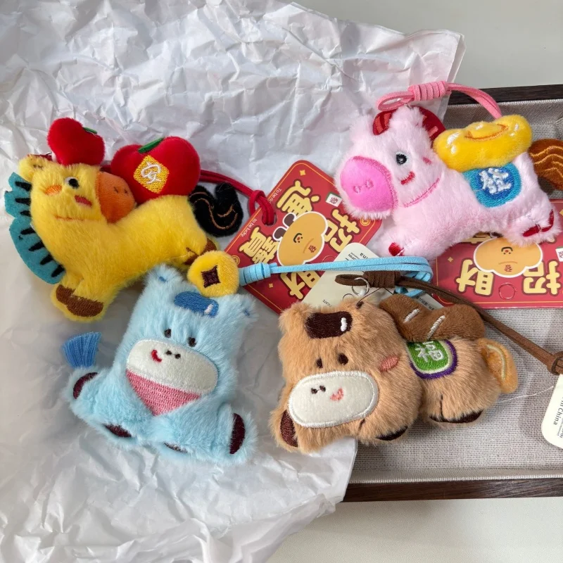 

New Horse Keychain Plush Bag Charms Cute Pony Kawaii Gifts for Christmas Horse Stuffed Animal Theme Party Decoration