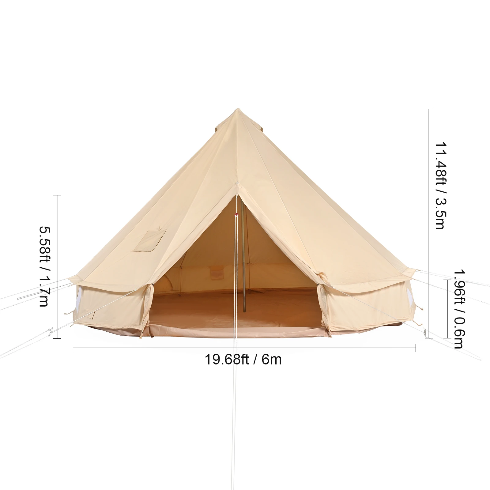 SucceBuy Canvas Bell Tent 4 Seizoenen 3m/6m Yurt Tent Canvas Tent voor Kamperen met Kachel Jack Ademende Tent Houdt maximaal 4 personen