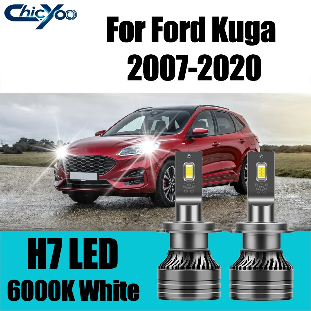 2pcs 150W 30000LM H7 LED Headlight For Ford Kuga 2007-2020 Canbus No Error 3570 CSP Chips Plug and Play 6000K White High Power
