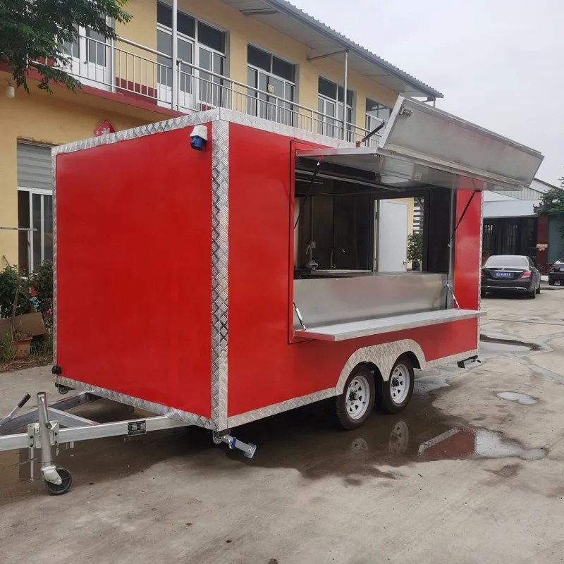 Customized Fast Food Caravan Mobile Kitchen Truck Shipping Container Food Trailer Complete Cooking Equipment Business