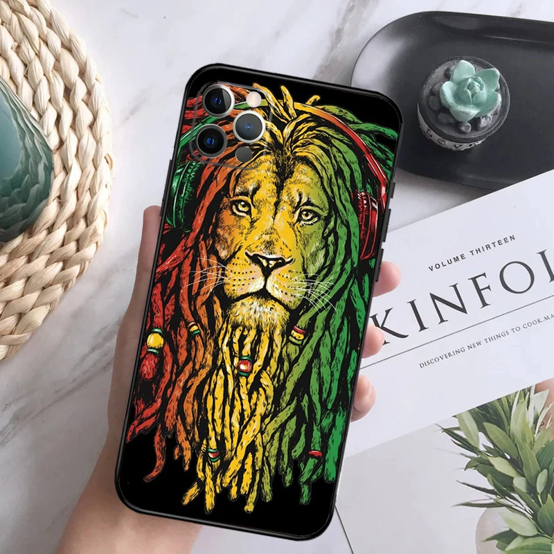 Bob Marley Rasta Lion Phone Case For iPhone 15 14 13 12 11 16 Pro Max Plus Mini 7 8 X XS Max XR Back Cover Shell