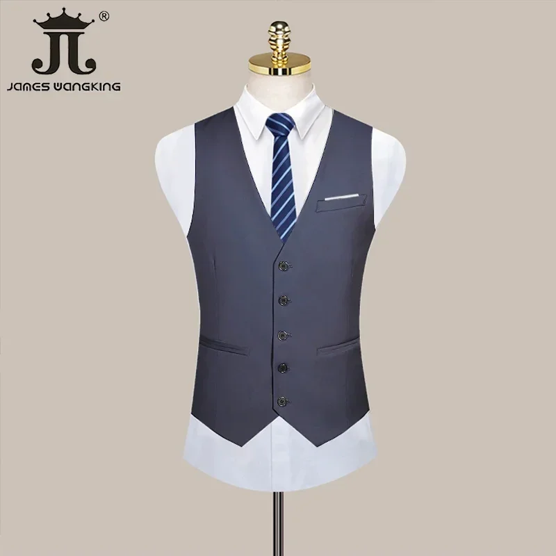 High-end Brand Boutique Fashion Formal Solid Color Business Office Suit Vest Groom Wedding Dress Party Male Waistcoat