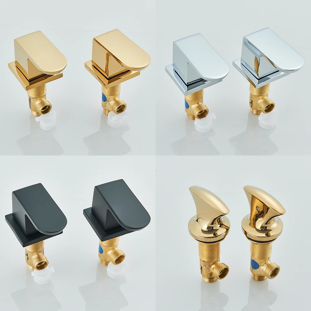 

2pcs Brass Basin Faucet Control Valve Cold Hot Water Separate Hanlde Bathtub Tap Switch Bathroom Faucet Accessory