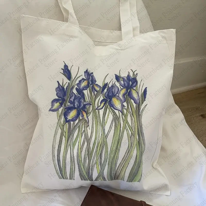 Floral Tote Bag Gift Flower Present Beach Sunflower Grocery Tote Plant Butterfly Cotton Cloth Shoulder Bag for Who Love Flowers