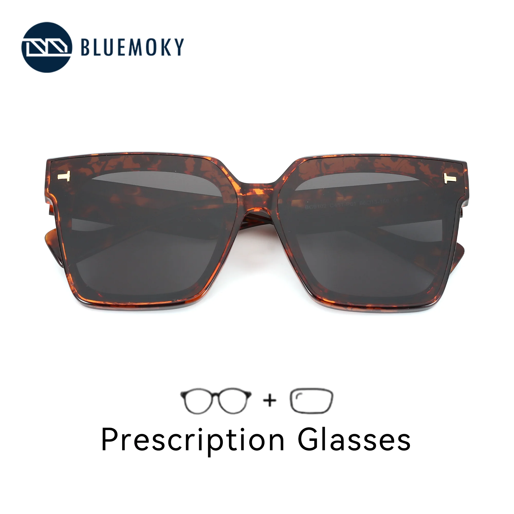 BLUEMOKY L Size Stylish UV400 Polarized Sunglasses Prescription Modish Custom Men Square Optical Sun Glasses
