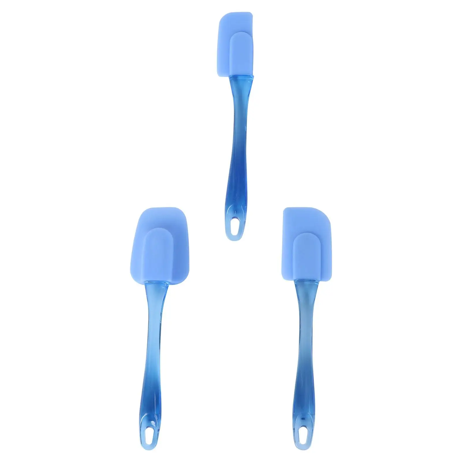 

3 Pcs Blue Silicone Spatula Set Heat Resistant Flexible Non Stick Kitchen Gadgets Dishwasher Safe Scraper Cake Tool