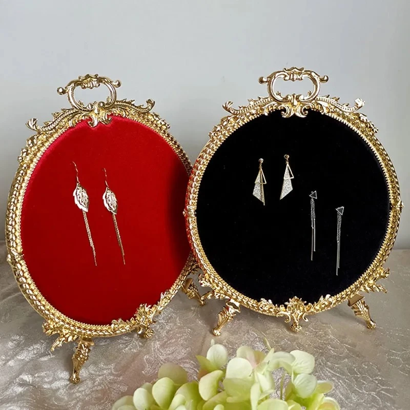 Vintage Golden Frame Decorative Shelves Necklace Stand Eardrop Earrings Hanging Board Dressing Table Jewelry Cosmetic Containers