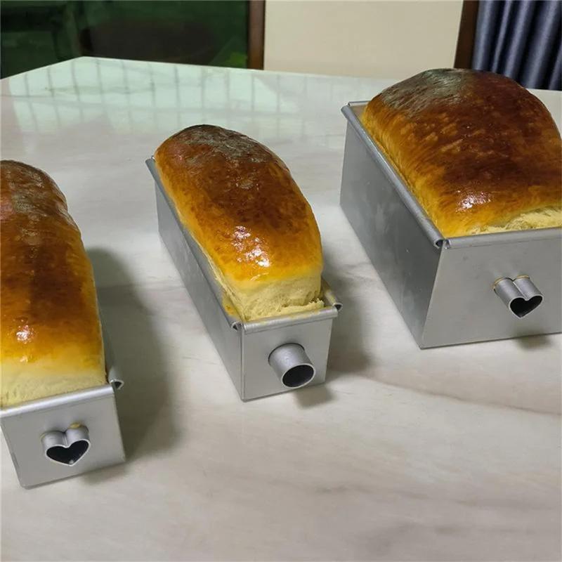 A17R-Long Cake Baking Pan Flowing Heart Cake Mold Aluminium Alloy Square Bread Loaf Pan With Center Tube DIY Cake Tools