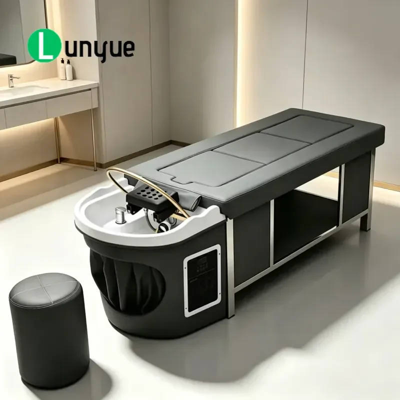 Water Circulation Shampoo Bed Stainless Steel Frame Hair Treatment Massage Chair for Spa Head Wash Station Durable