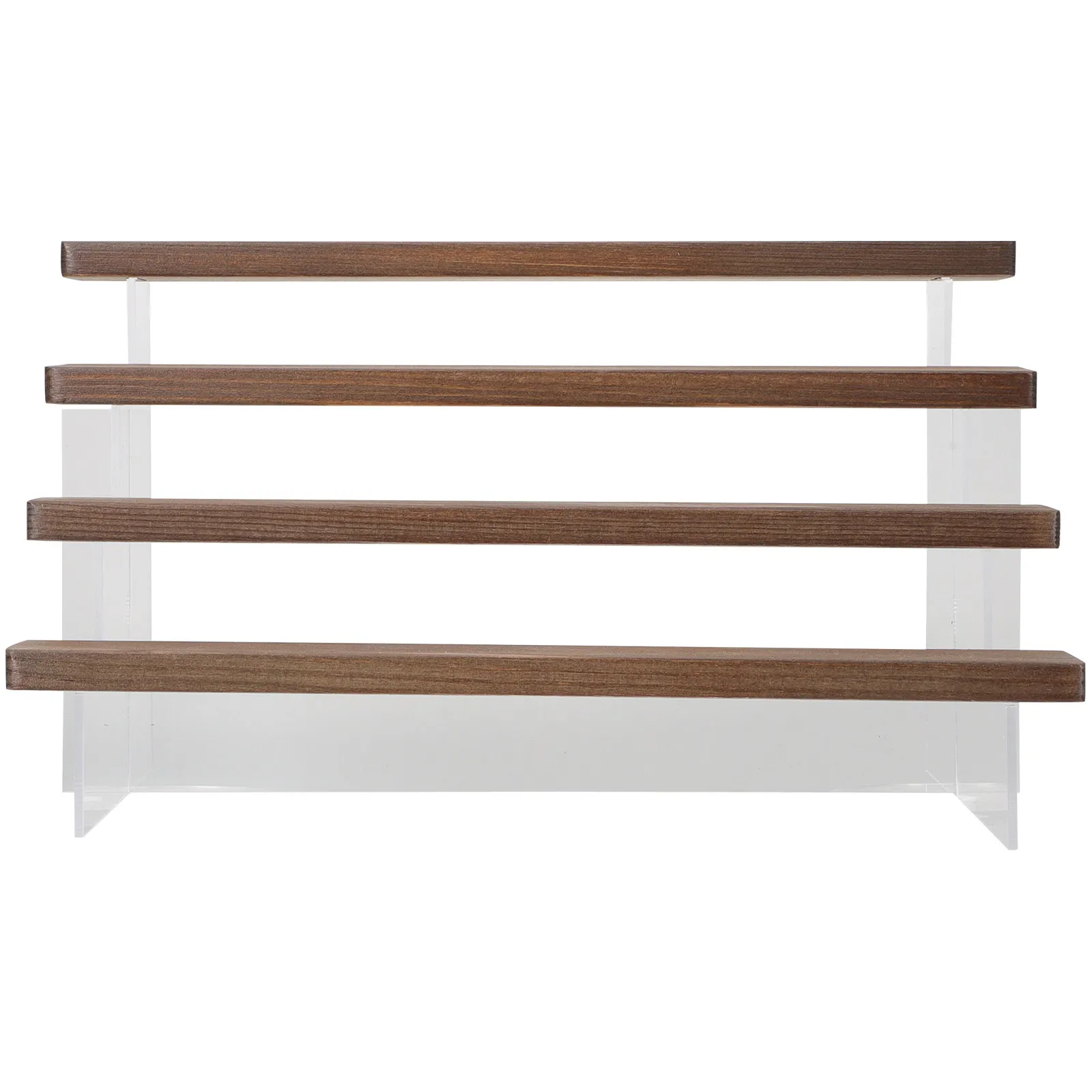 4-Tier Acrylic & Wood Display Stand for Action Figures, Collectibles, and Small Items Storage Shelf