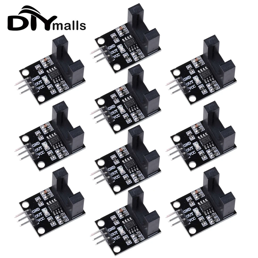 10PCS Photoelectric Beam Speed Sensor Module 3.3V-5V Slot-Type Optocoupler Tacho-Generator Counter for Arduino