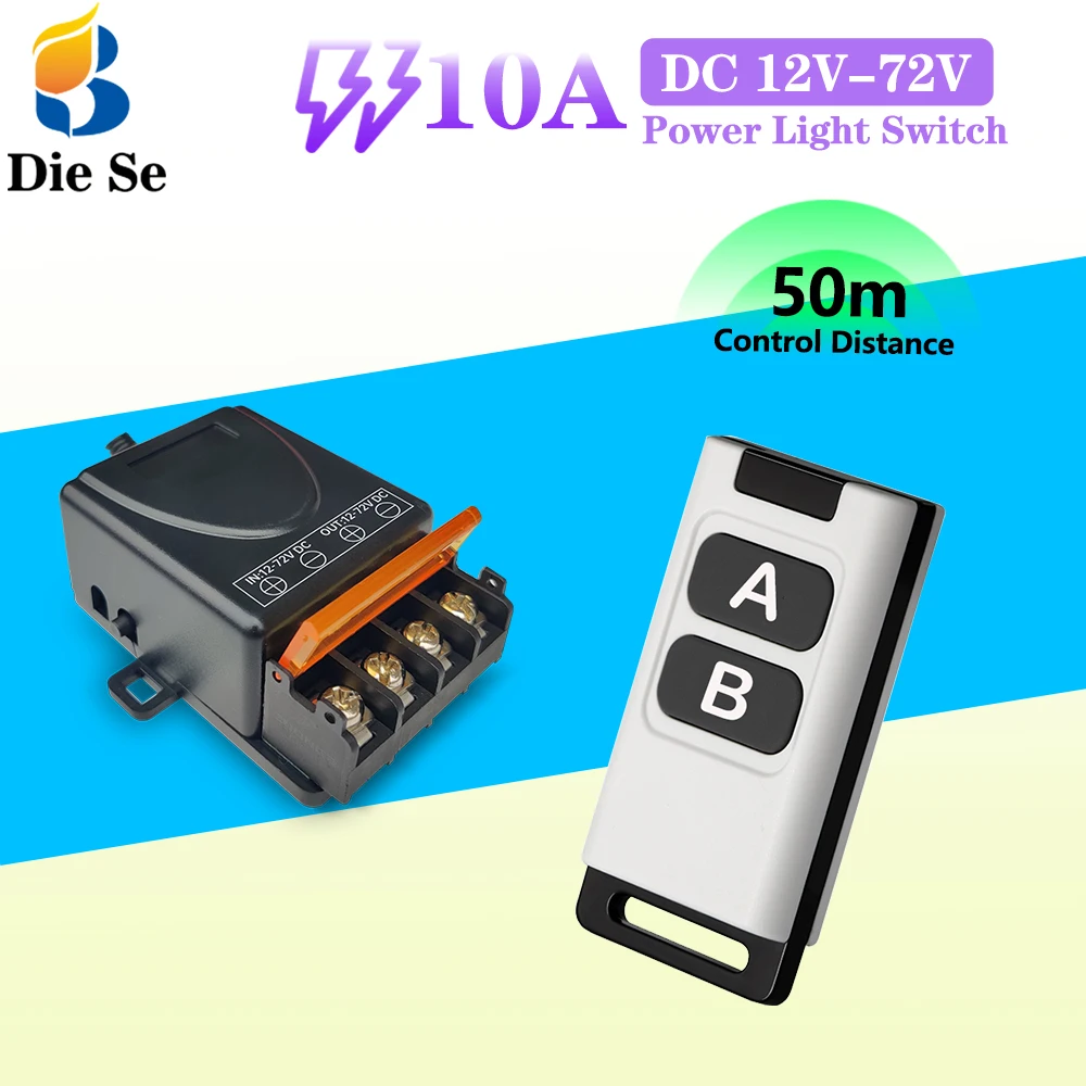 

RF 30A High Power Wireless Remote Control Switch DC 12V 24V 48V 60V 72V Relay Receiver and 433mhz Transmitter for Water Pump