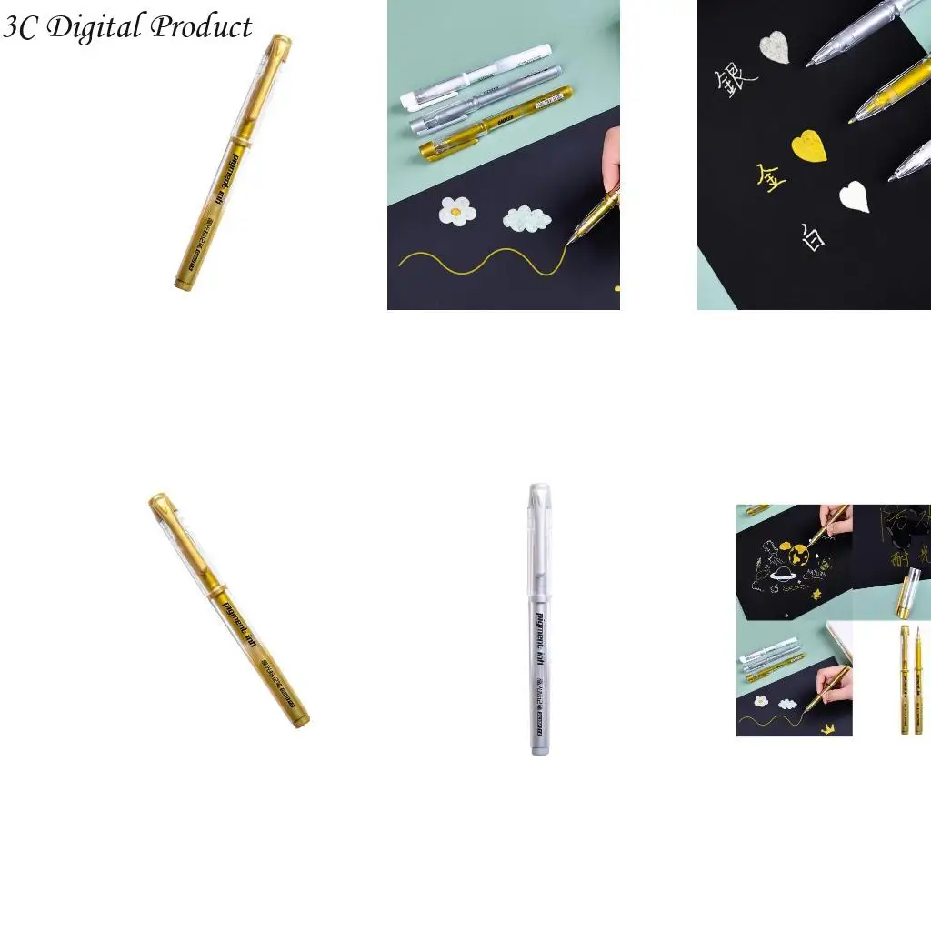 Highlighter Gel Pen 1 mm Fine Pen Art Drawing Pen blanca o dorada para artista Artista para estudiantes Arte Dibujo Q84a