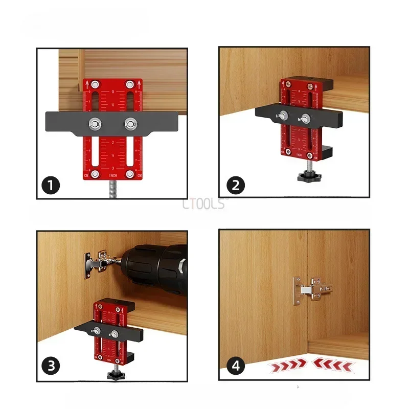 Imagem -05 - Suporte de Gabarito para Porta de Armário Braçadeira de Braço Integrada de Alumínio Moldura Facial Ferramenta Auxiliar sem Moldura de Instalação Diy