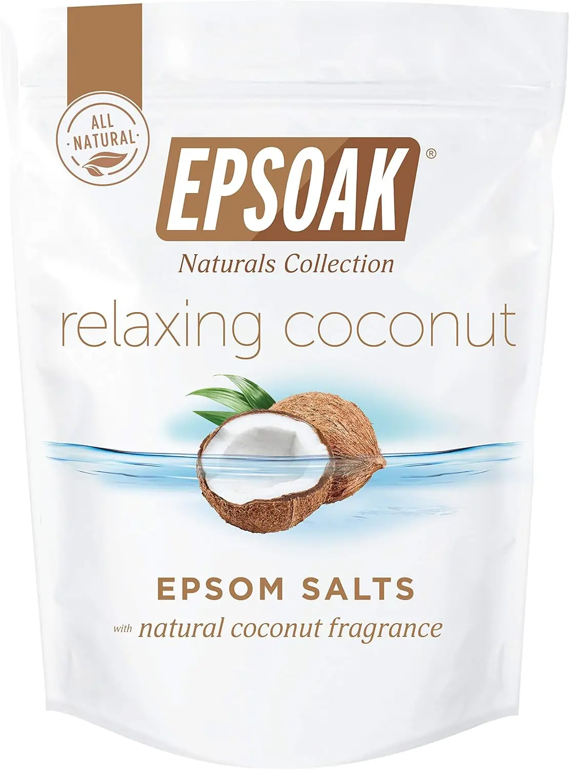

Epsom Salt 2 lb. USP Magnesium Sulfate with Coconut Scent, Quick-Dissolving Medium Grain, Resealable Bag, Made in USA