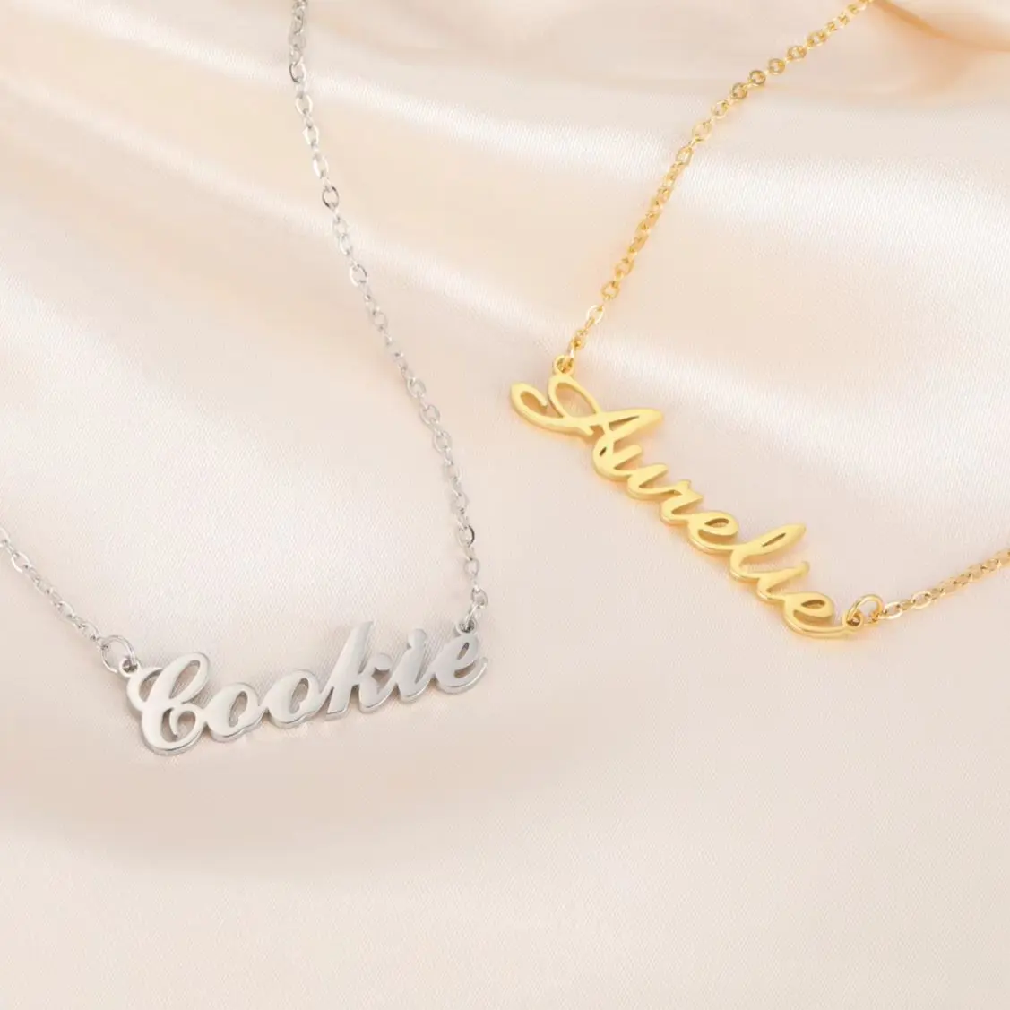 Lemegeton Customized Name Necklace with Pink Package Personalised Name Necklaces for Women Stainless Steel Jewelry Mama Gifts