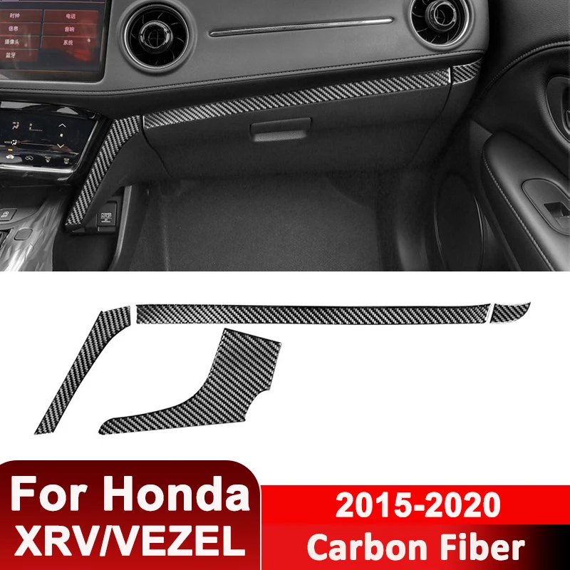 

For Honda XRV VEZEL 2015-2020 Carbon Fiber Car Co-Pilot Dashboard Trim Strips Kit Decorative Sticker Auto Interior Parts