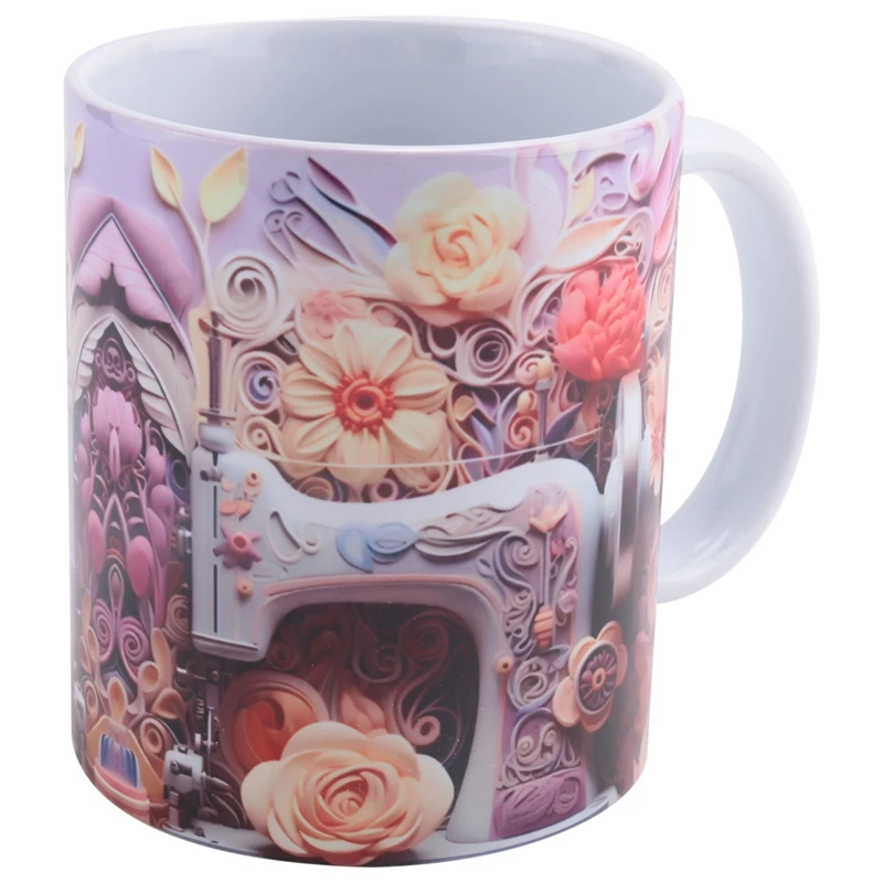 New 3D Sewing Painted Mug Creative 3D Space Mug Christmas Gift Home Decor Mugs Coffee Cups Room Decoration And Display B Durable