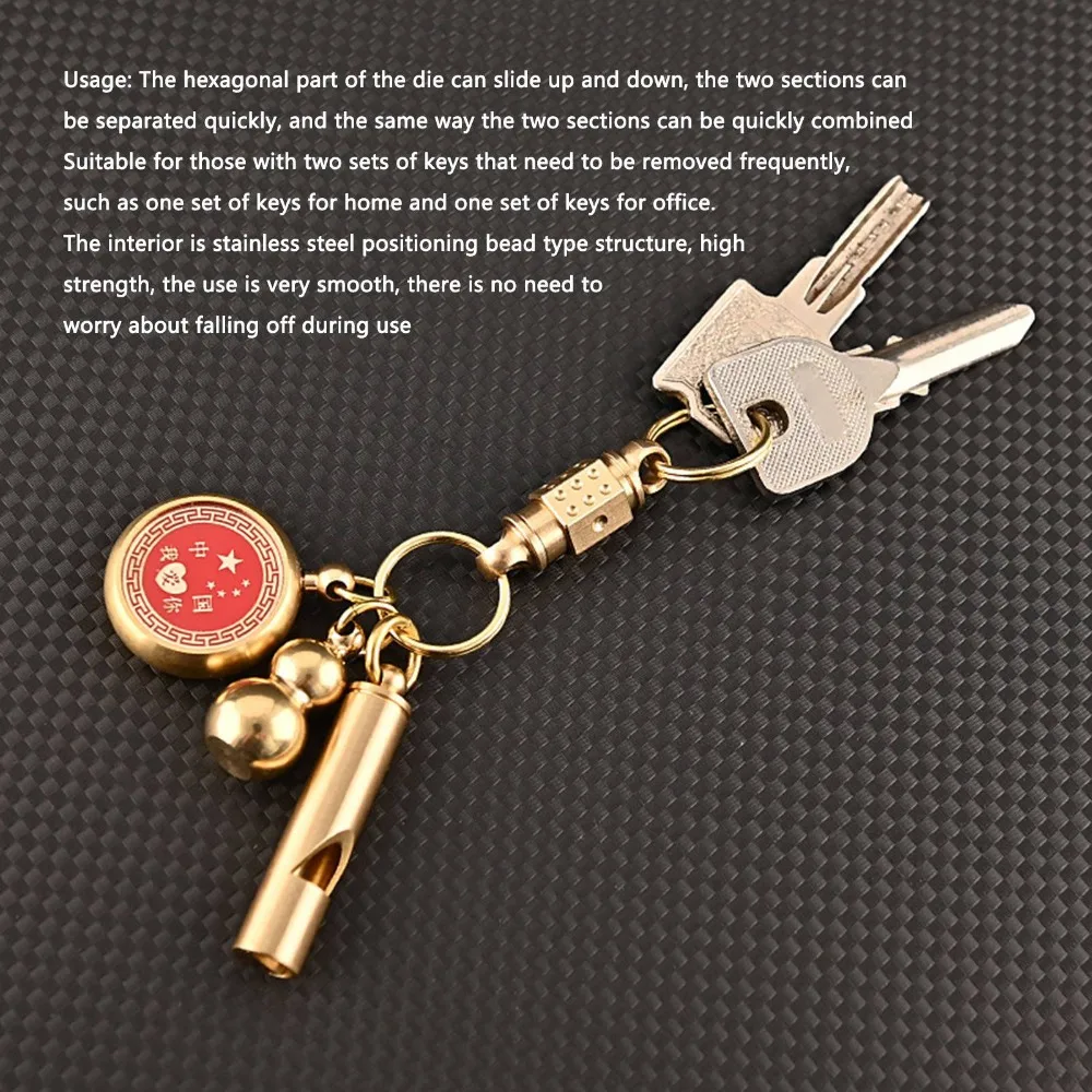 Durable Brass Keychain Heavy Duty 360° Rotation Key Holder Key Rings Car Keys