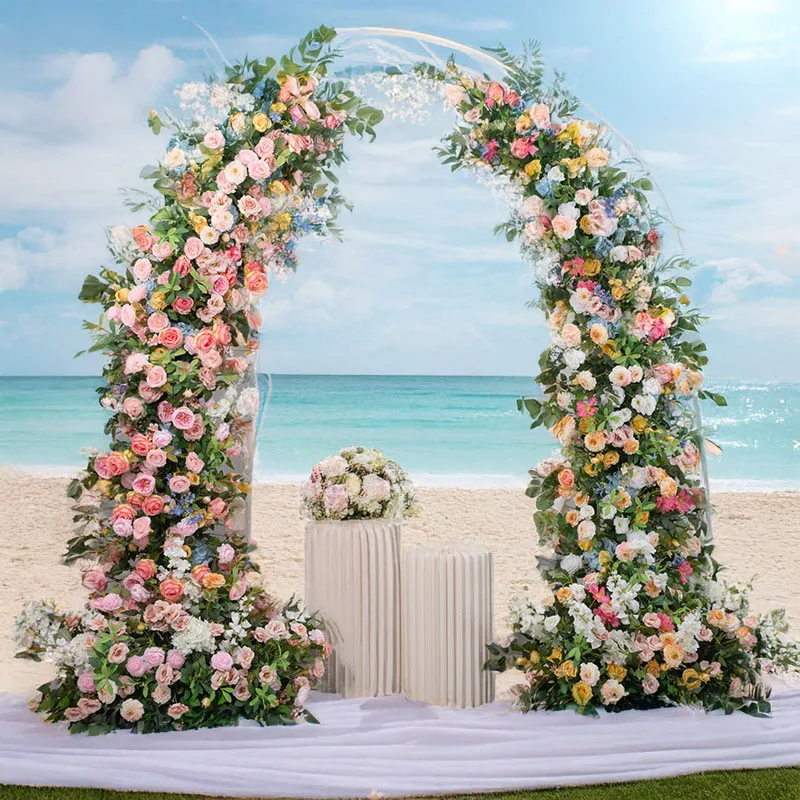 

230CM Monet Garden Style Horn Flower Arrangement Wedding Stage Background Decoration Artificial Rose Silk Flower
