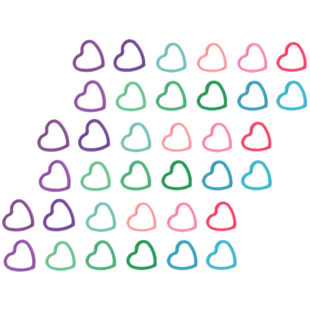 50 Pcs Mixed Color Crochet Accessories DIY Markers Stitch for Crocheting Buckles Needle Clip Heart-shaped