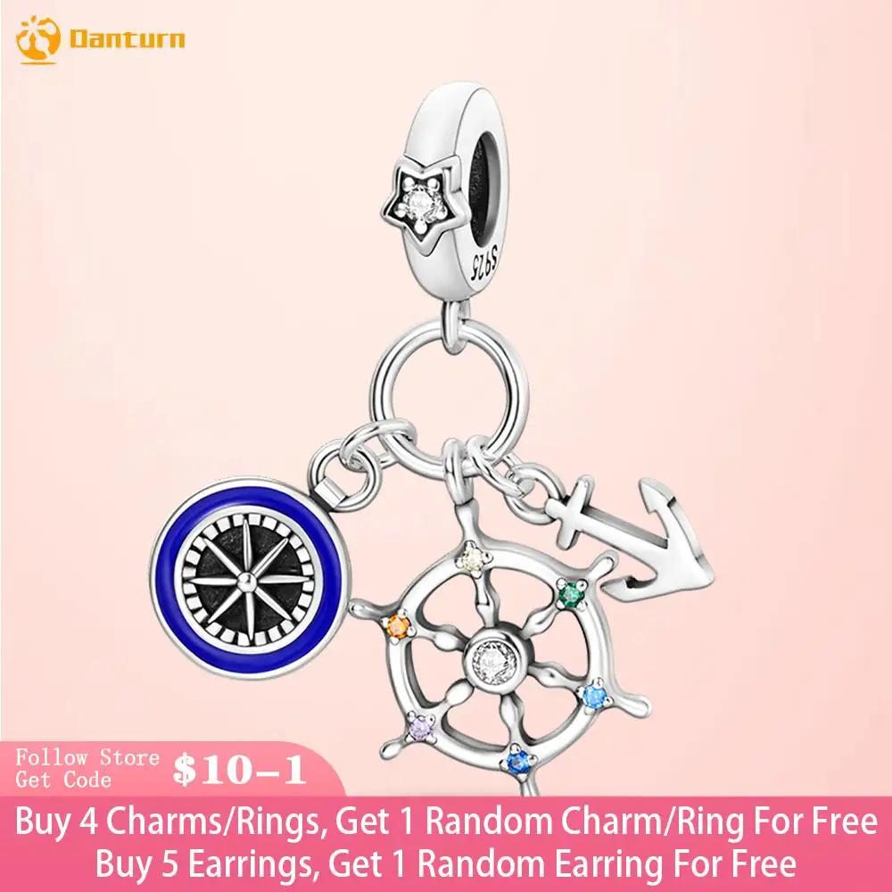 Danturn 925 Sterling Silver Beads Nautical Combo Dangle Charm  fit Original Pandora Bracelets Fashion Women Jewelry