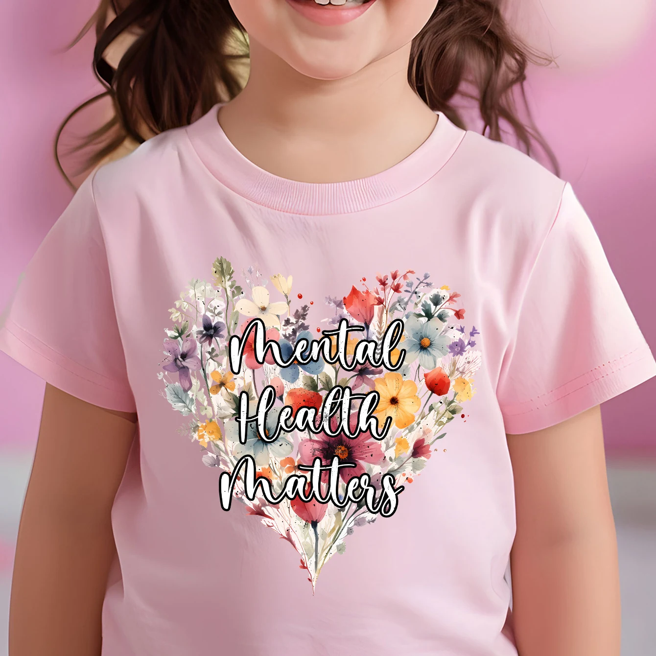 

Футболка из чистого хлопка с цветочным принтом для девочек, удобная, с круглым вырезом, с коротким рукавом, для активного отдыха, коллекция Весна