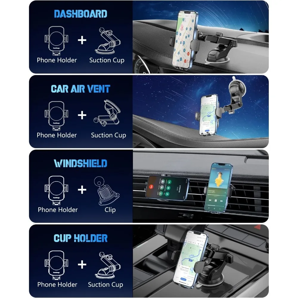 Kabelloses Autoladegerät, Schnelllade-Telefonhalterung, 3-in-1-Telefonhalterung, automatische Klemmung, Autozubehör, kompatibel mit iPhone 16 15 1