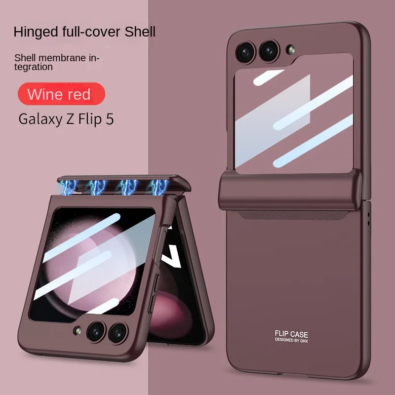 For Samsung Z Flip5 Foldable Phone - Magnetic Integrated Shell and Film Protective Case, Anti-Damage All-Around