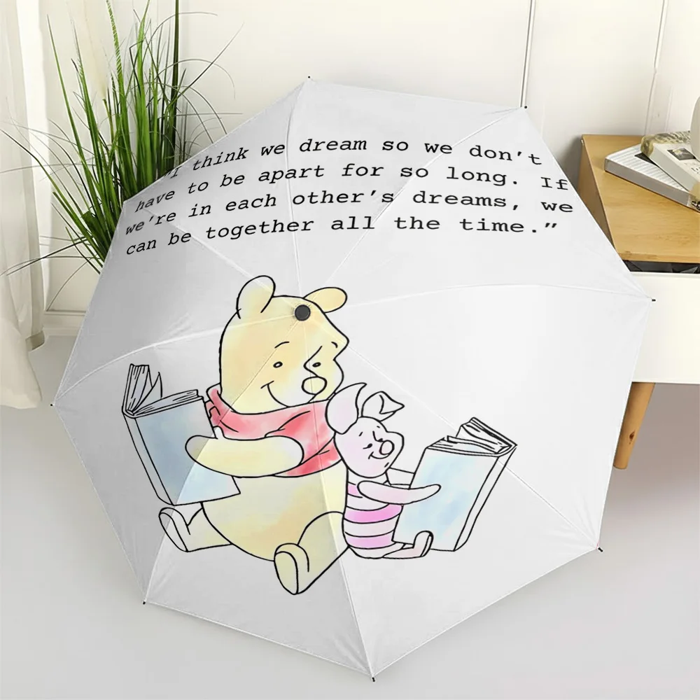 

Автоматический складной зонт с принтом «Дисней: Винни-Пух и Свинки» и цитатами из книг, портативный, водонепроницаемый, ветрозащитный, для путешествий