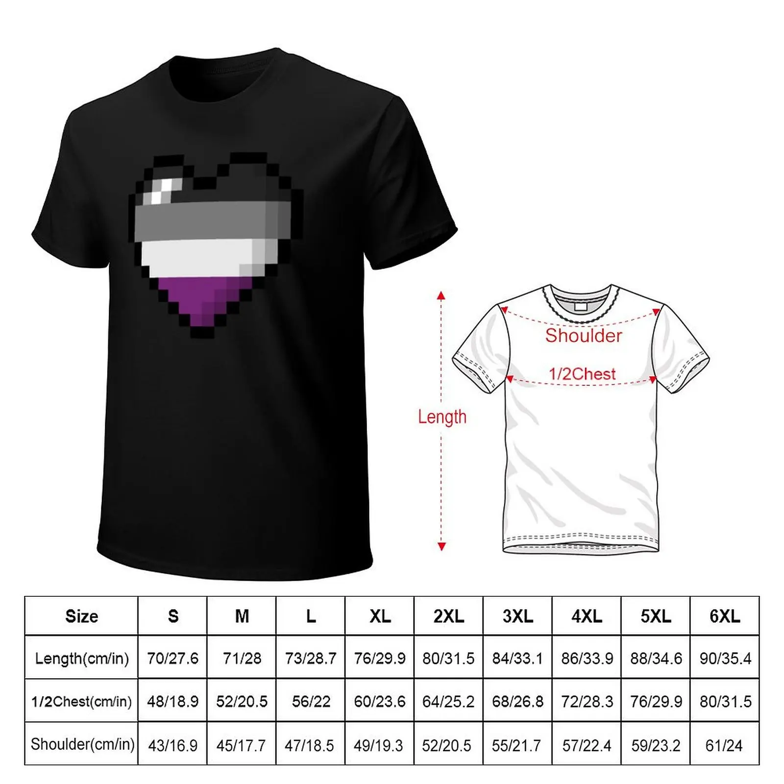 Large Pixel Heart Design in Asexual Pride Flag Colors T-Shirt man t shirt designer T-Shirt