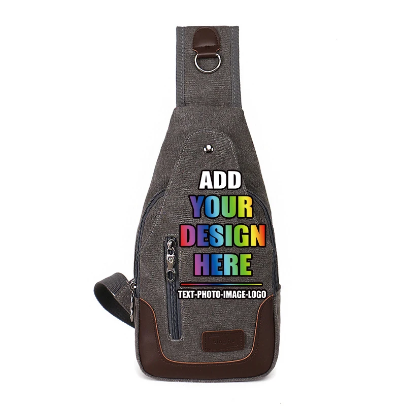 Customized Outdoor Slung Backpack Men'S Sports Key Mobile Canvas Bag Printed Logo Picture Gift.
