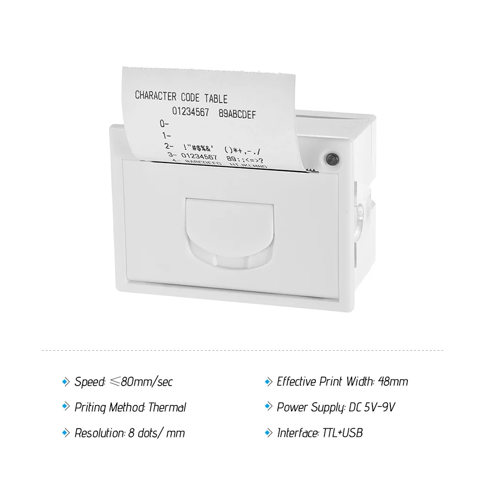 GOOJPRT QR204 58mm Mini Embedded Receipt Thermal Printer TTL + USB Interface High Speed Printing 50-85mm/s