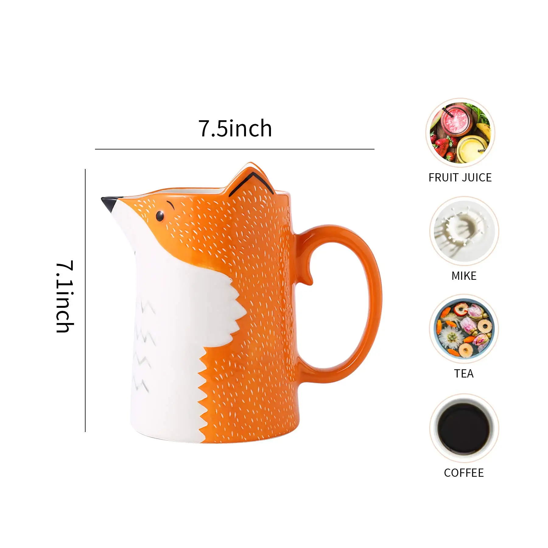 Classy 17 Oz ceramic 3d Fox  mugs, set of 4 for drinks and home decor