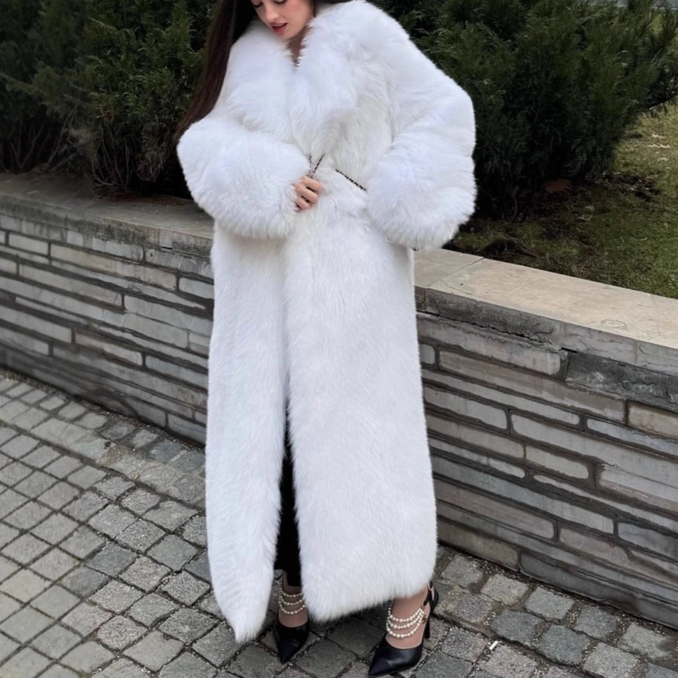 ロングコート女性フェイクファージャケット Y2k ストリートウェアターンダウンカラーコート厚く暖かいジャケットエレガントな仕事アウター秋冬