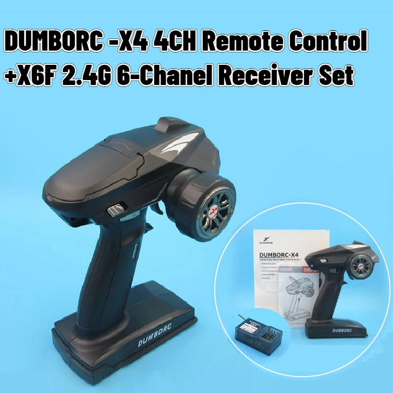

DUMBORC-X4 4-Chanel Remote Control+X6F 2.4G 6-Chanel Receiver Transmitter Set Winch LED Light Control for Model Car/ Ship/Tank