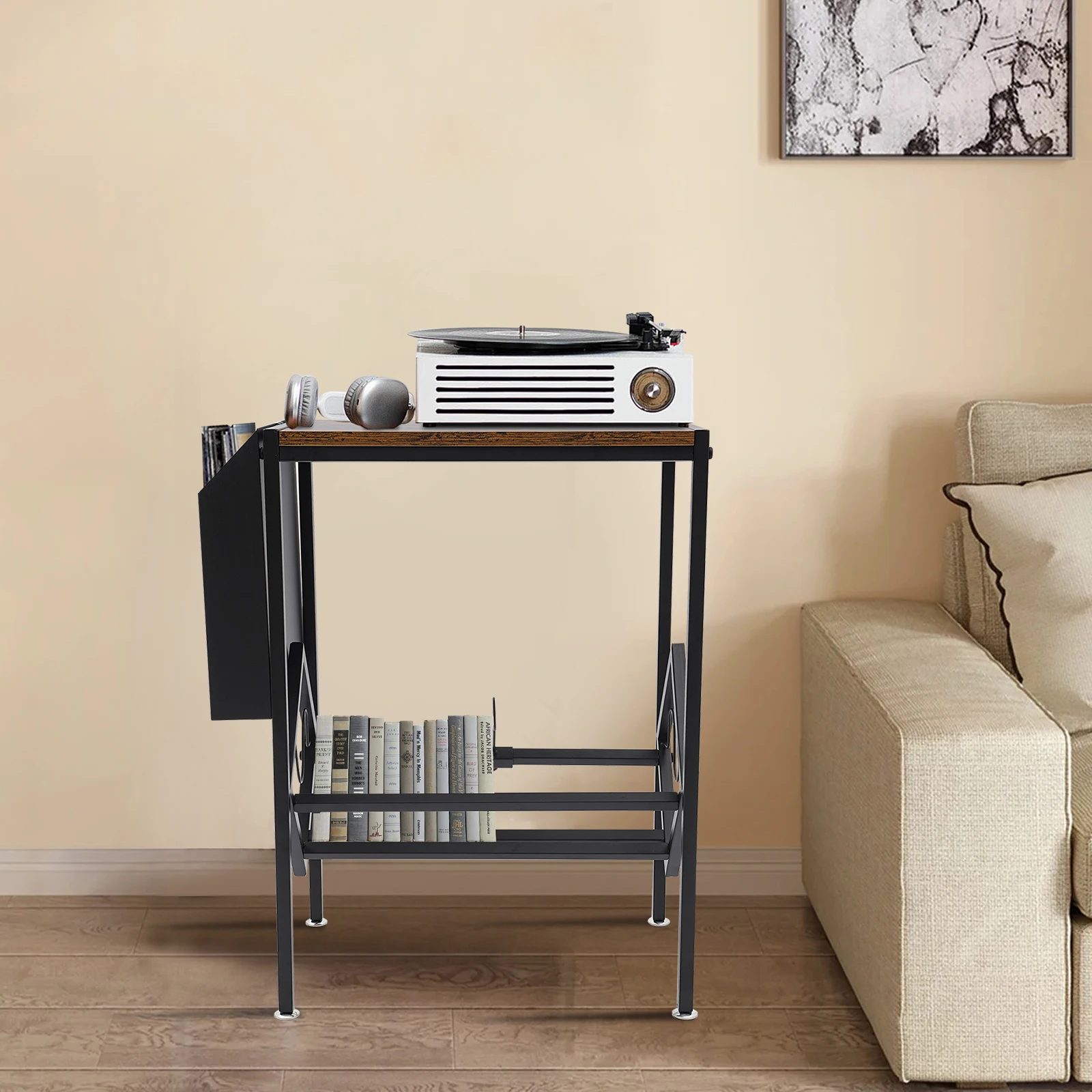 

Большая стойка для хранения пластинок, защитник для пластинок, высокая несущая способность для размещения проигрывателя пластинок, динамик, усилитель, книжный компакт-диск