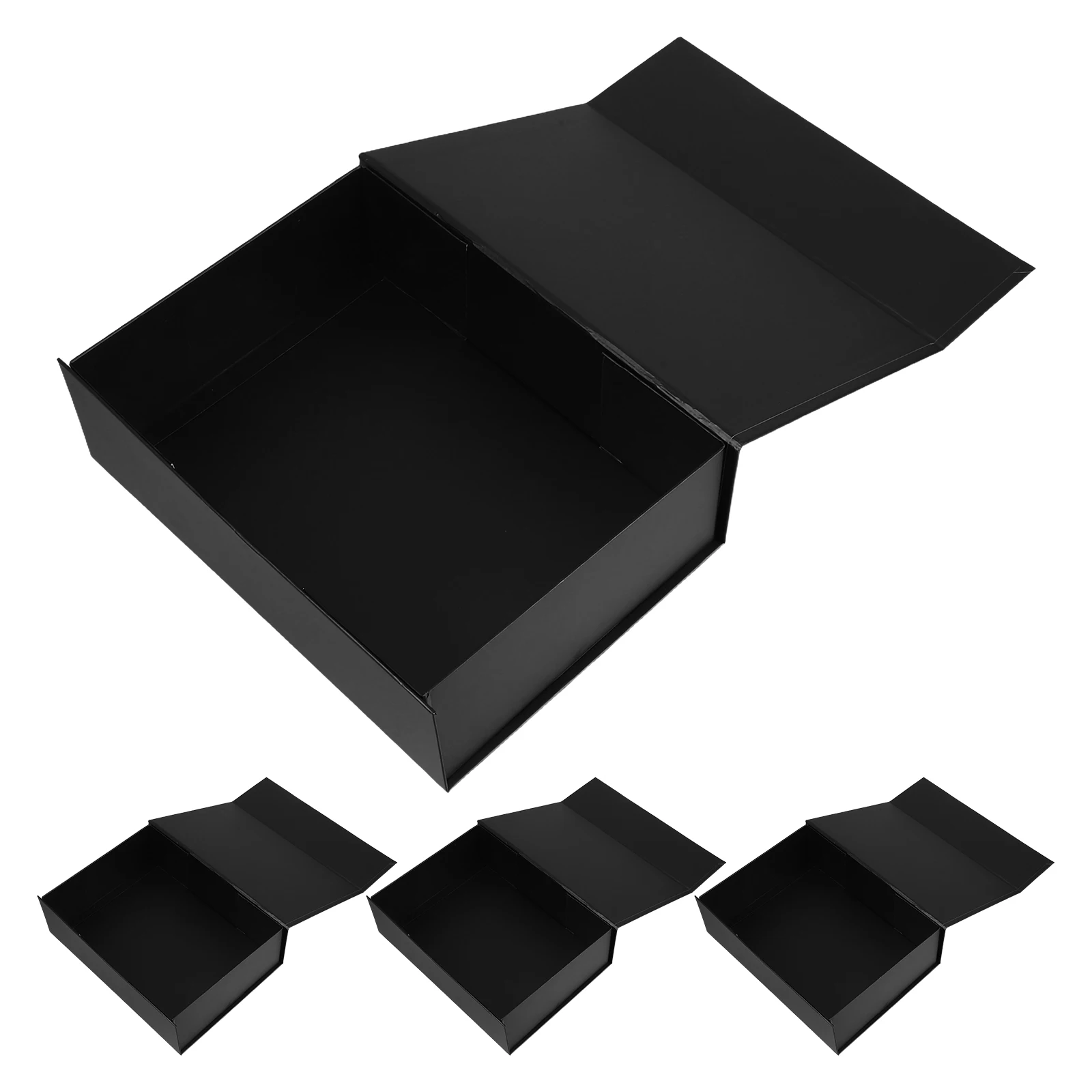 

4 pcs Black Magnetic Closure Present Box Bridesmaid Proposal Collapsible Packaging Foldable Gift Storage Box For Wedding favor