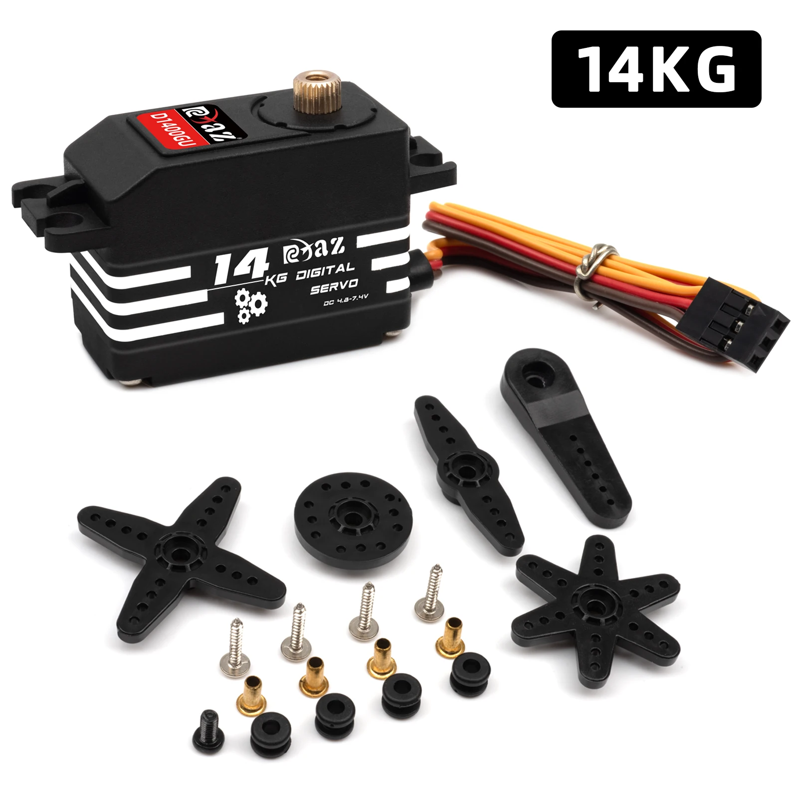 RCXAZ 14KG Serwomotor o wysokim momencie obrotowym Serwomotor z metalową przekładnią o niskim momencie obrotowym do samochodów RC / modeli łodzi Robot stały Serwomotor cyfrowy