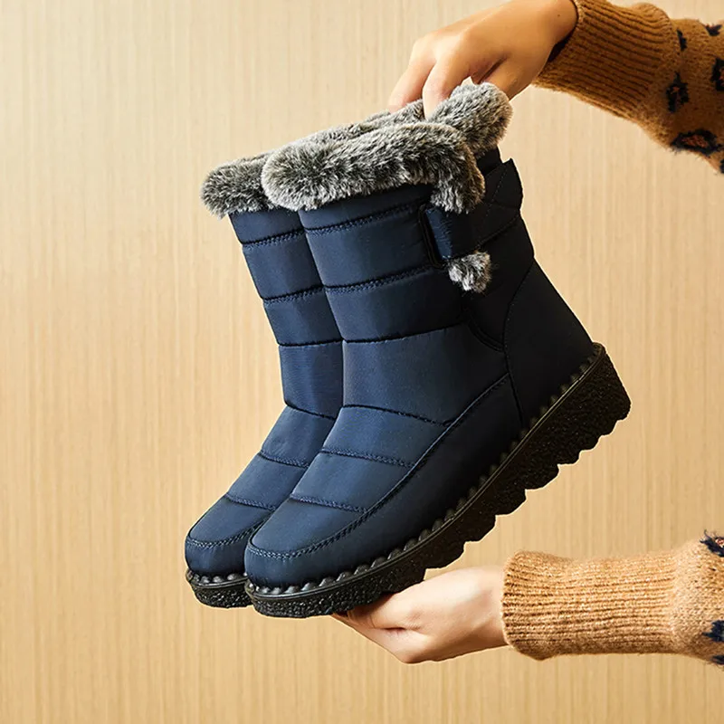 

2023 Fashion Waterproof winter women's boots New faux fur plush snow boots women's platform ankle boots Warm cotton oversized