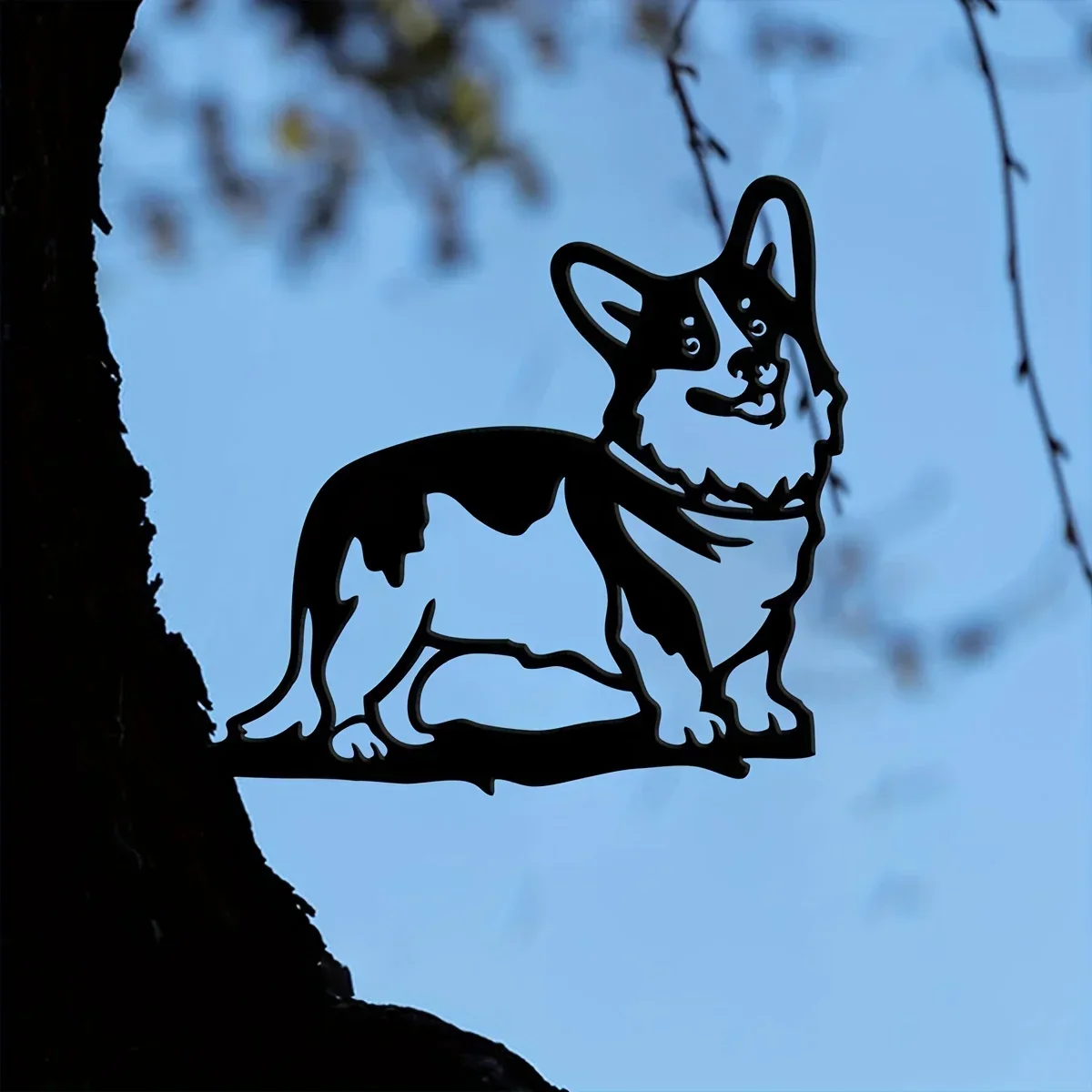 Hello Young Metal Corgi Silhouette Puppy Dog Iron Sign Cutout Rustic Outdoor Home Decoration Garden Decor Housewarming Gift for