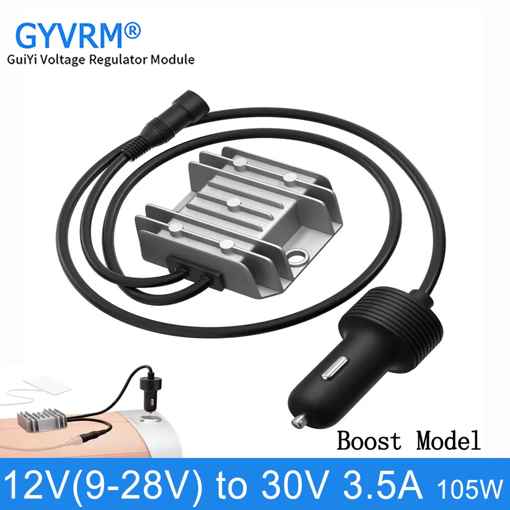 

12V/24V to 30V DC Step-Up Power Supply Cable with Cigarette Lighter Plug 9-28V to 30V 3.5A Conversion Kit for Trucks