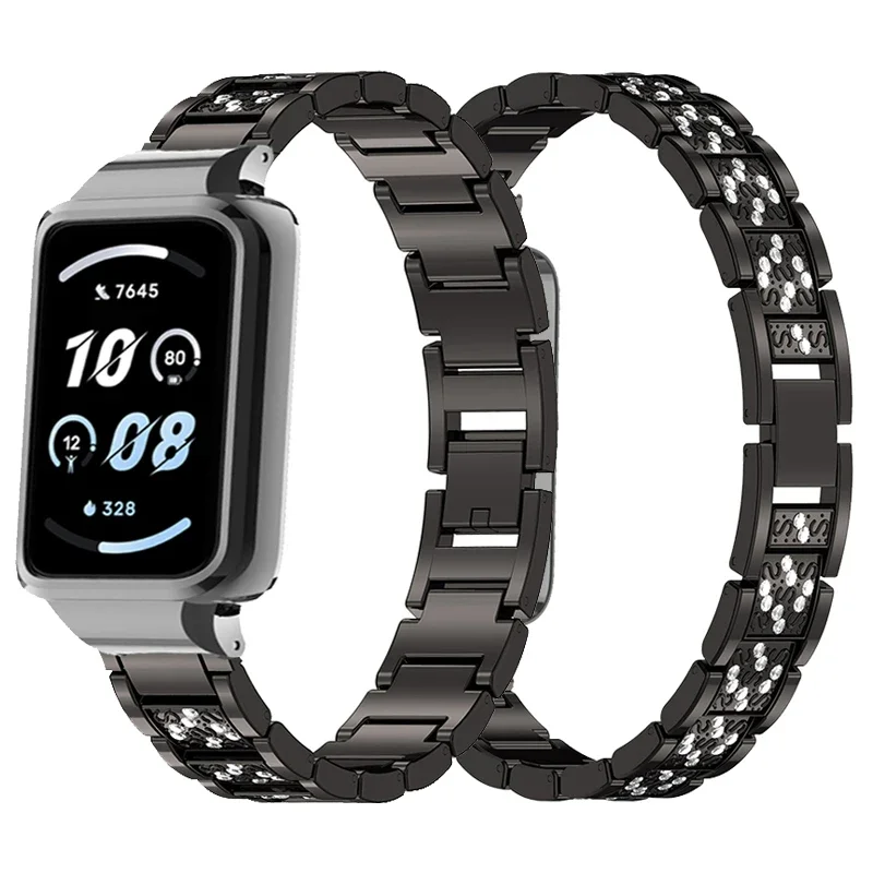 

Metal Strap Case Protector For Honor band 9 Diamond Watchband For HONOR BAND 9 Bracelet For honor band 9 Protective Cover Frame